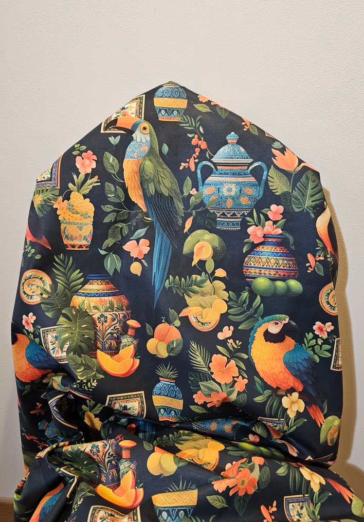 600x140cm! Eksklusivt bohem-stoff med papegøyer - kunstnerisk design - Tekstil  - 600 cm - 140 cm #1.0