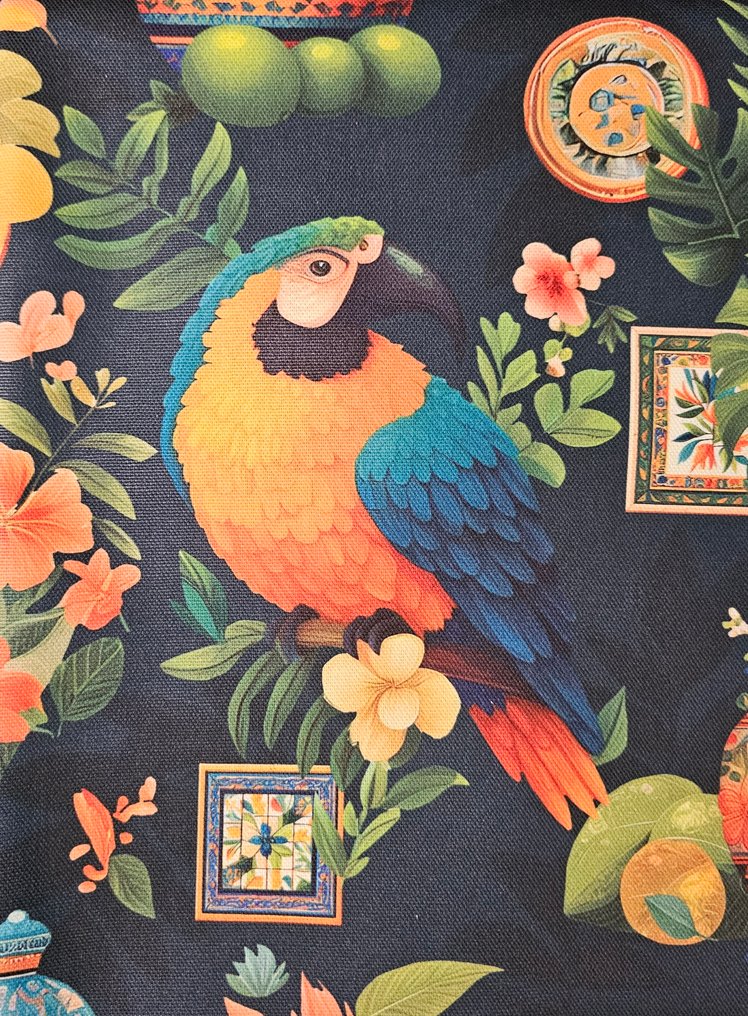 600x140cm! Eksklusivt bohem-stoff med papegøyer - kunstnerisk design - Tekstil  - 600 cm - 140 cm #1.0