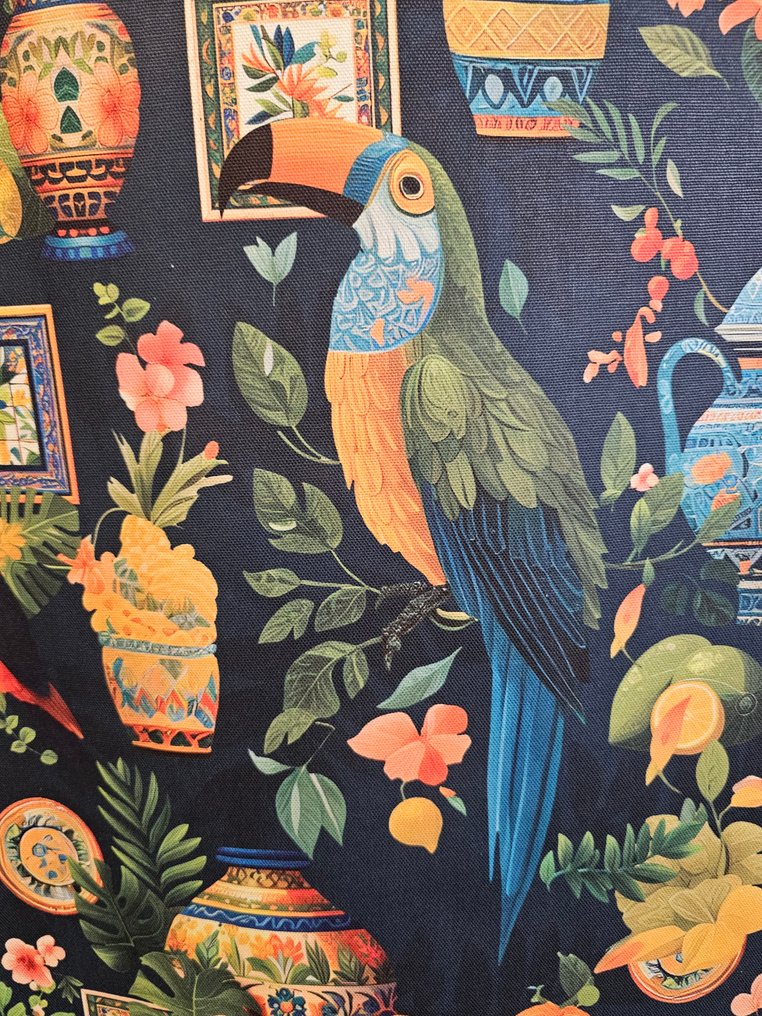 600x140cm! Eksklusivt bohem-stoff med papegøyer - kunstnerisk design - Tekstil  - 600 cm - 140 cm #3.2