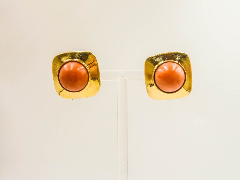 Drop fülbevaló - 18 kt. Sárga arany Carnelian #1.0