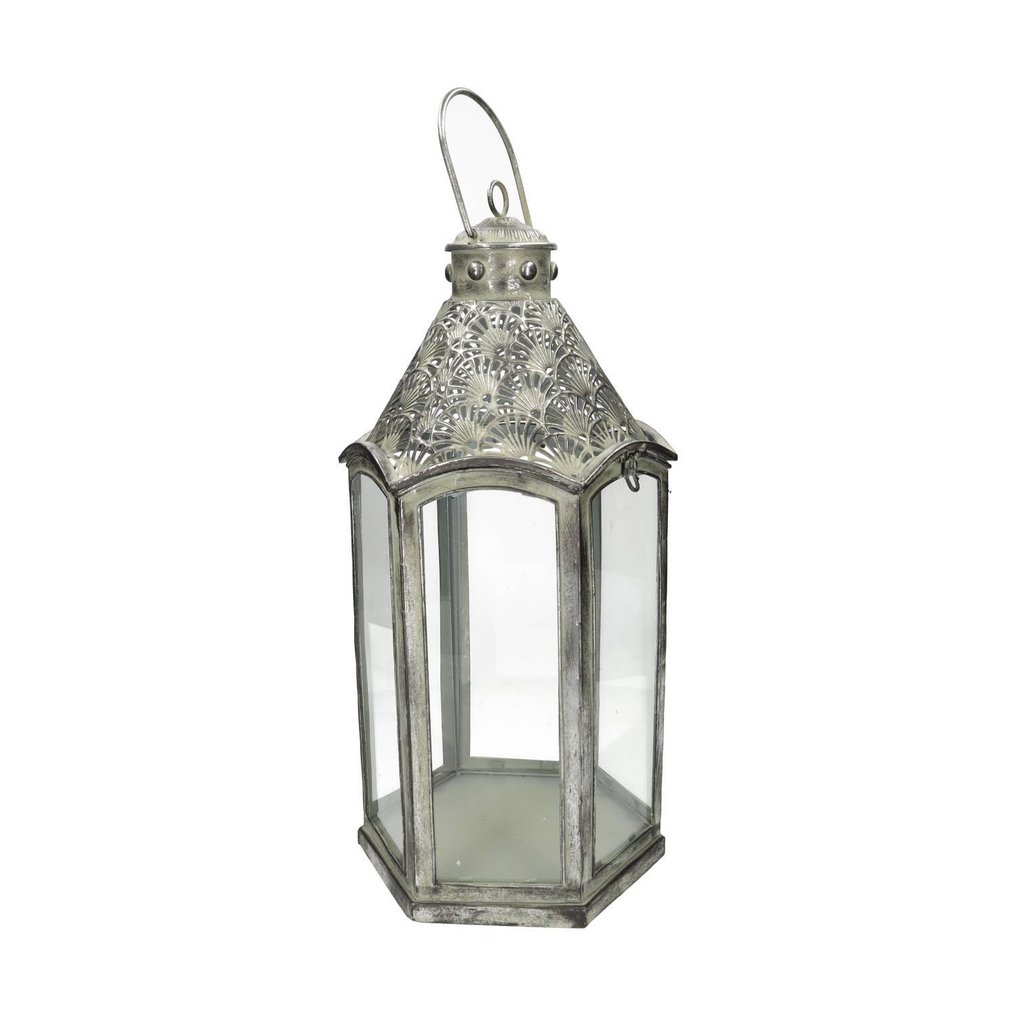 Φανάρι - Γυαλί, Μέταλλο - 65 εκ. ψηλό! Ασημένιο. #4.3