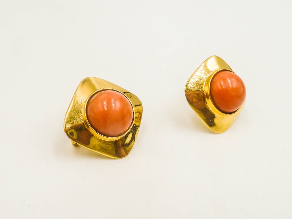 Drop fülbevaló - 18 kt. Sárga arany Carnelian #3.2