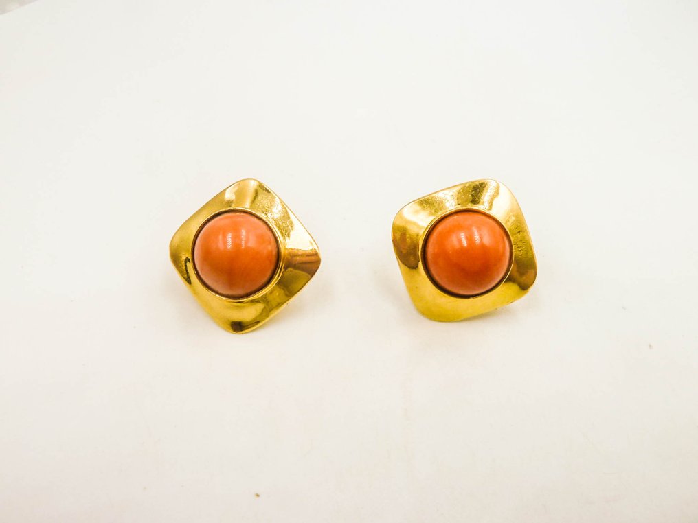 Drop fülbevaló - 18 kt. Sárga arany Carnelian #2.1