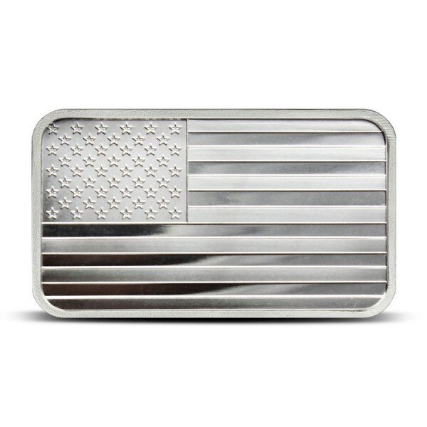 5 Troy Ounce - Argento .999 - 5 oz SilverTowne US Flag 999 Fine Silver Bar #1.0