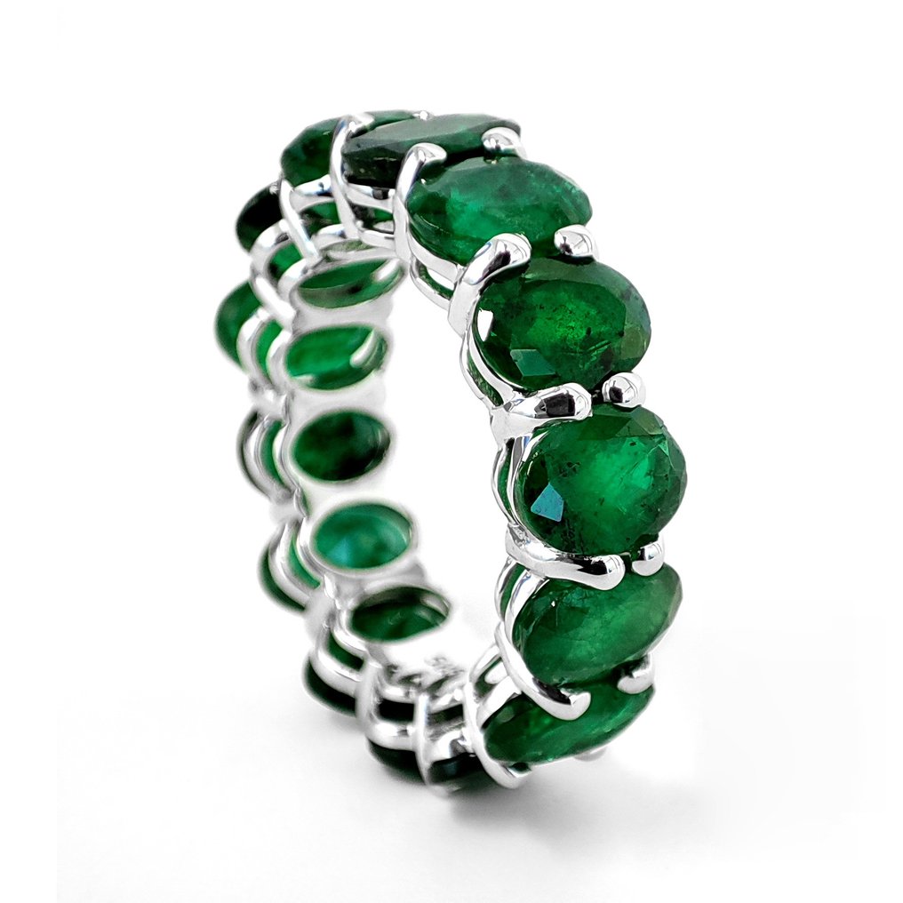 Ring - 14 kt. White gold - 10.75ct. tw. Emerald #1.0