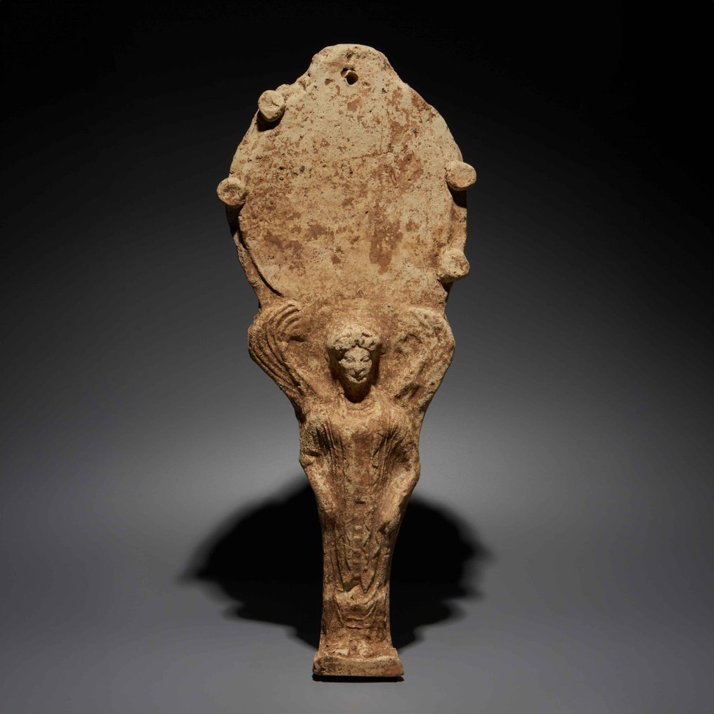 古希腊 Terracotta 祭祀镜。公元前5世纪。高37厘米。- 来自苏富比拍卖行 - 西班牙出口许可证。 #1.0