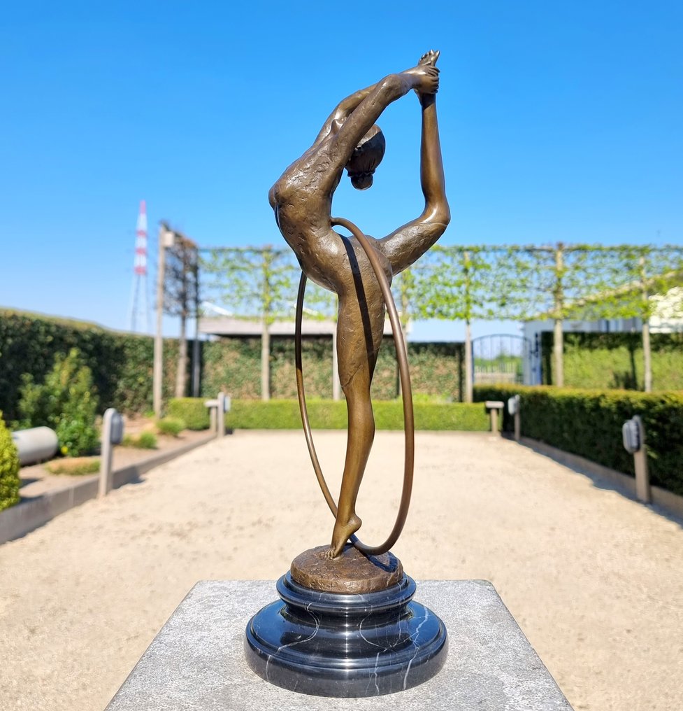 雕刻, Ballerina met hoepel - 40 cm - 青銅色 #1.0