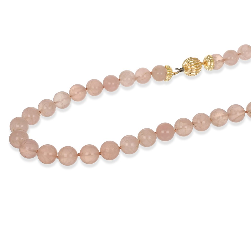 頸鏈 - 18 克拉 黃金, 粉色石英 #4.3