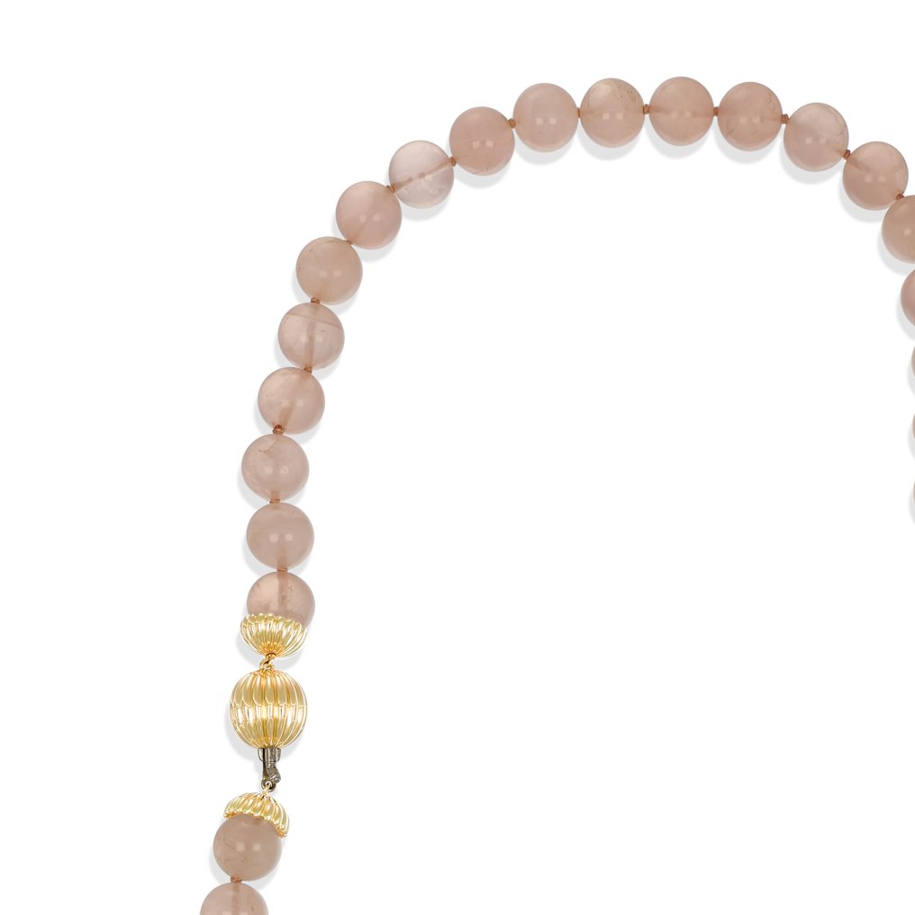 頸鏈 - 18 克拉 黃金, 粉色石英 #2.1