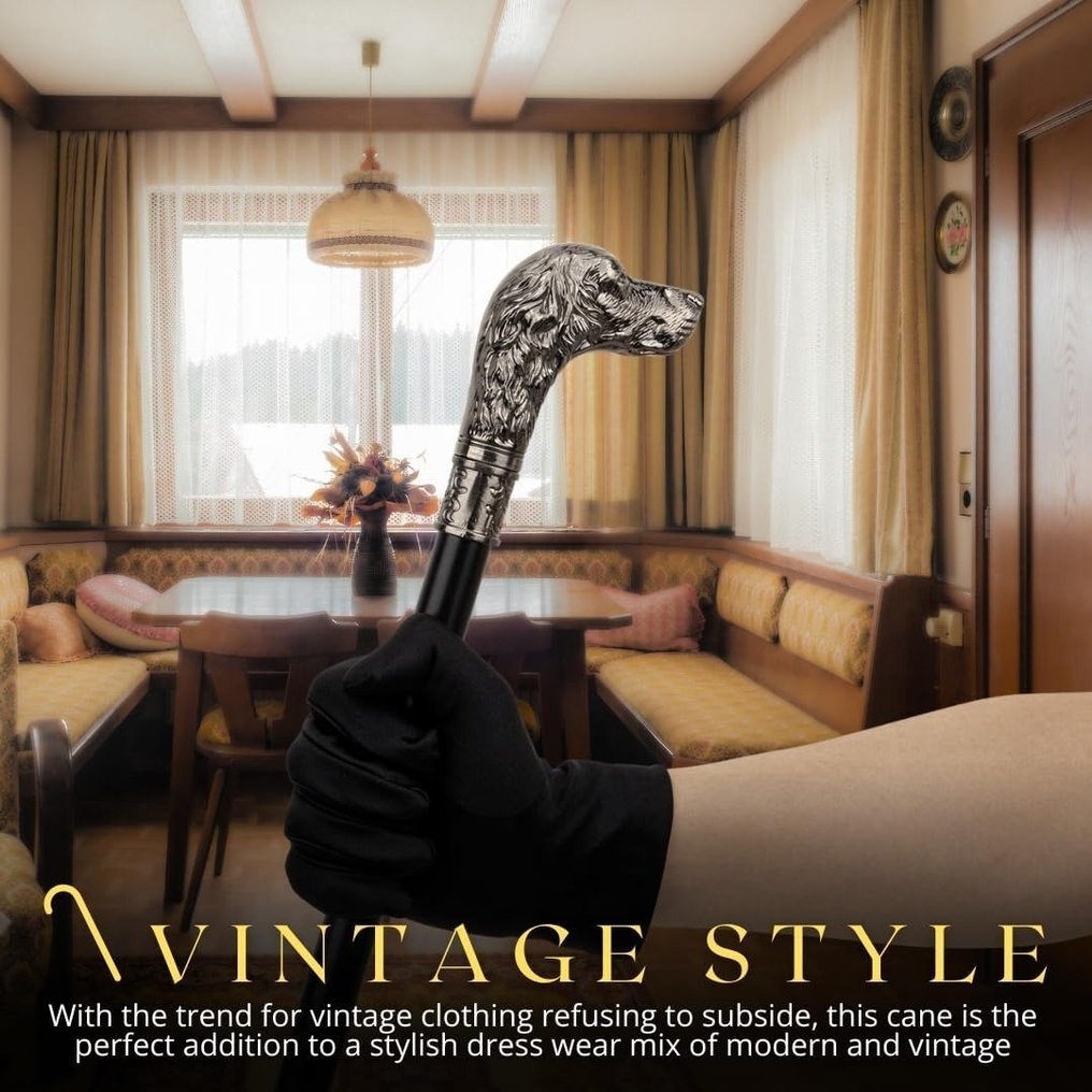 手杖 - 暗银色镀金，配金属棒。非常独特——猎犬 #3.2