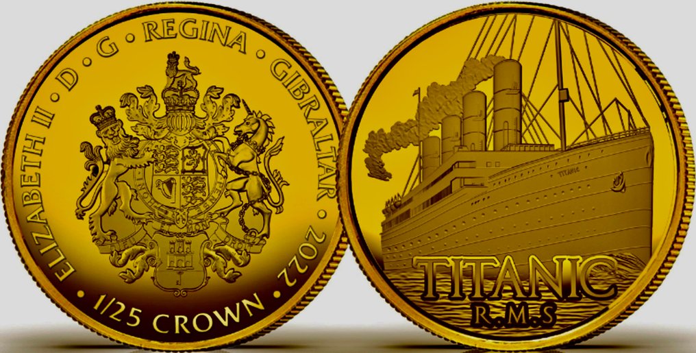 Γιβραλτάρ. 1/25 Crown 2022 London "Titanic - The Ship of Dreams (1912)", Certificate (Au.999)  (χωρίς τιμή ασφαλείας) #1.0