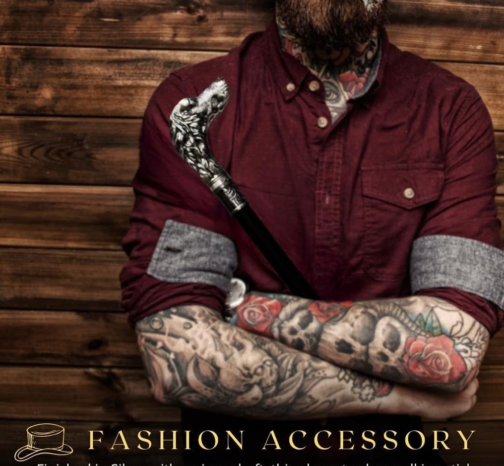 手杖 - 暗银色镀金，配金属棒。非常独特——猎犬 #2.1