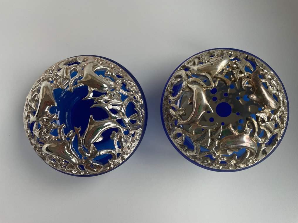 Christofle - Lysestake (2) - Forsølvet, Krystall - Delfiner #4.3