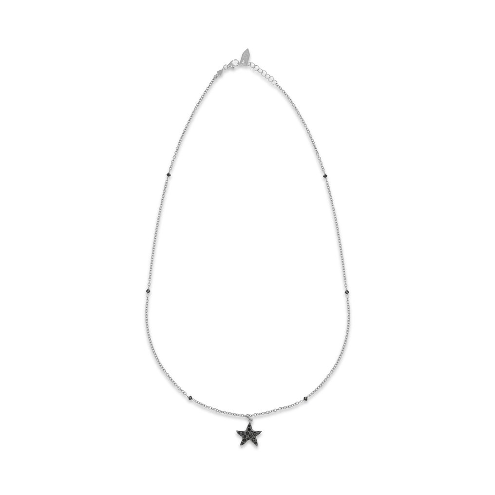 Colar com pingente - 18 K Ouro branco - 0.36ct. tw. Ónix. - Diamante #2.1
