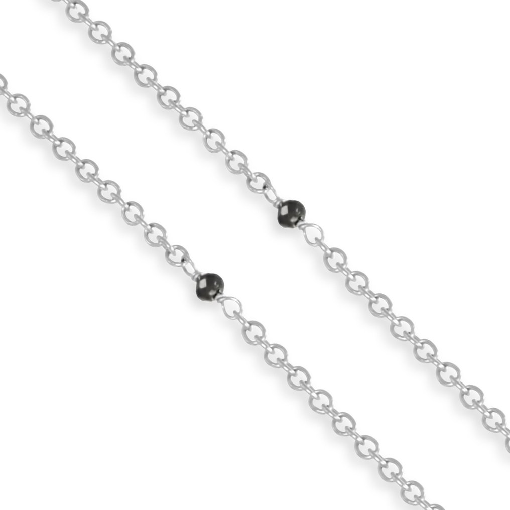 Colar com pingente - 18 K Ouro branco - 0.36ct. tw. Ónix. - Diamante #3.2