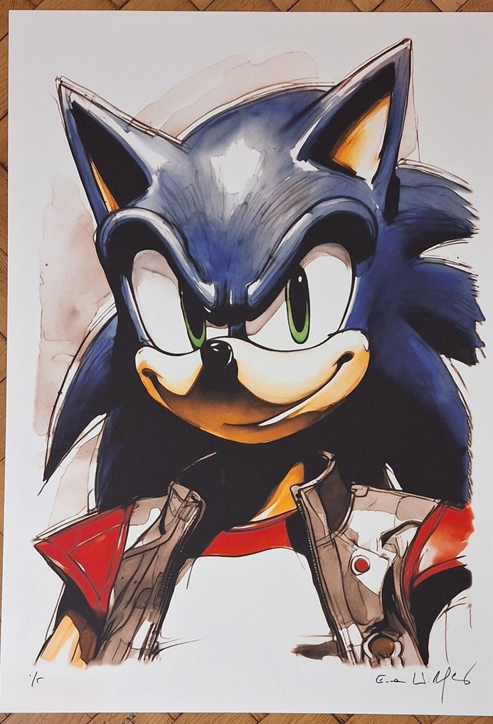 Emma Wildfang - Sonic the Hedgehog - watercolor edition - Large size - Video game - with COA, hand signed #3.2