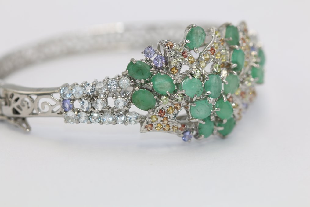 Senza prezzo di riserva - Bracciale Argento Smeraldo - Zaffiro #3.2