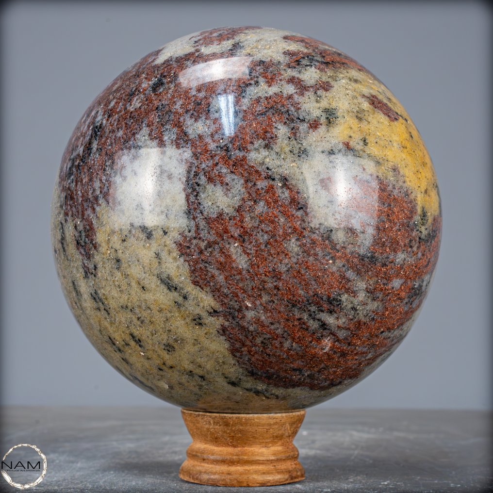 天然稀有红色车阵石 球体- 3552.51 g #1.0