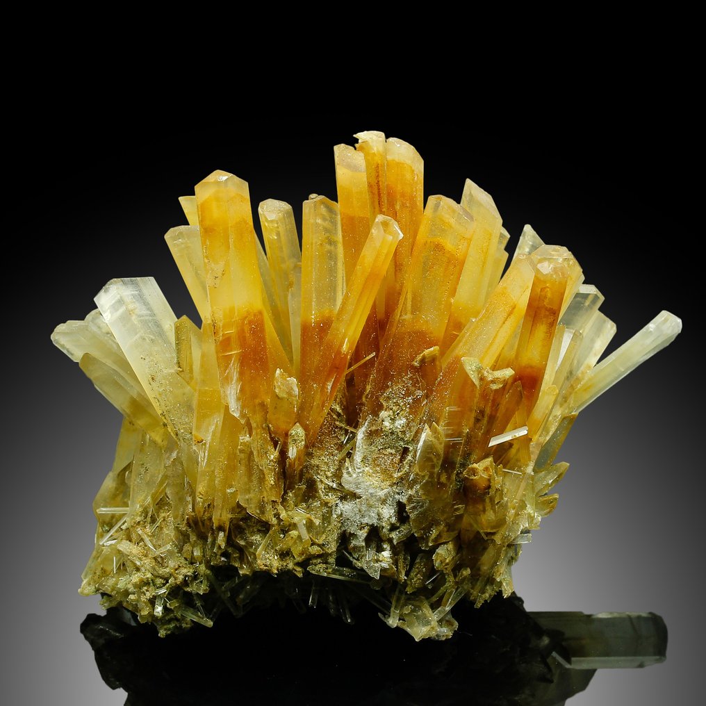 XXL Rara Erba Gesso Arancione e Verde Cluster di cristallo Altezza 7