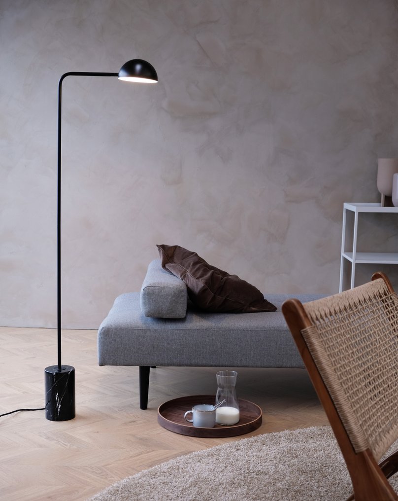 Dyberg Larsen - Gulvlampe - Marble - Sort - Metal, Sort Marmor - Ingen reservation #2.1