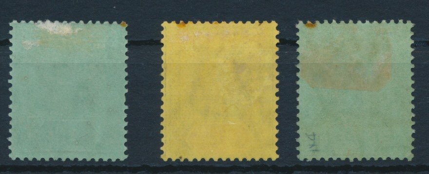 Gold Coast 1913 - King George, lot on stock card with better stamps up to 10 shillings - Stanley Gibbons No. 79,82,83 #1.0