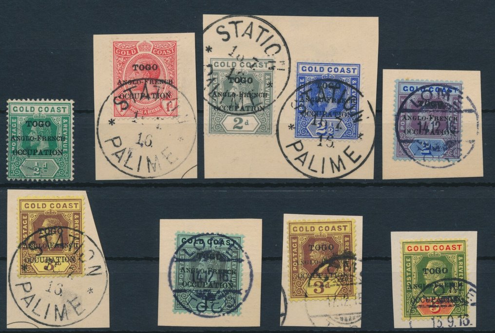 Τόγκο, βρετανική κατοχή 1916 - King George, παρτίδα 1/2 P - 5 σελίνια σε κάρτα αποθεμάτων με καλύτερες τιμές - Stanley Gibbons ex. Nr. H 34-44 #1.0