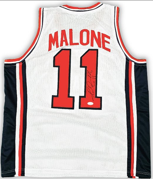 NBA - Karl Malone - Autograph - 白色定制篮球球衣  #1.0