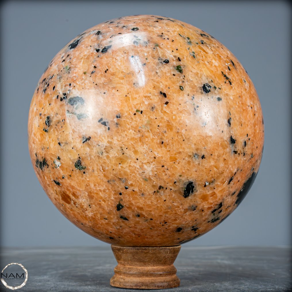 High quality intense calcite and tourmaline Sphere- 4101.02 g #4.3