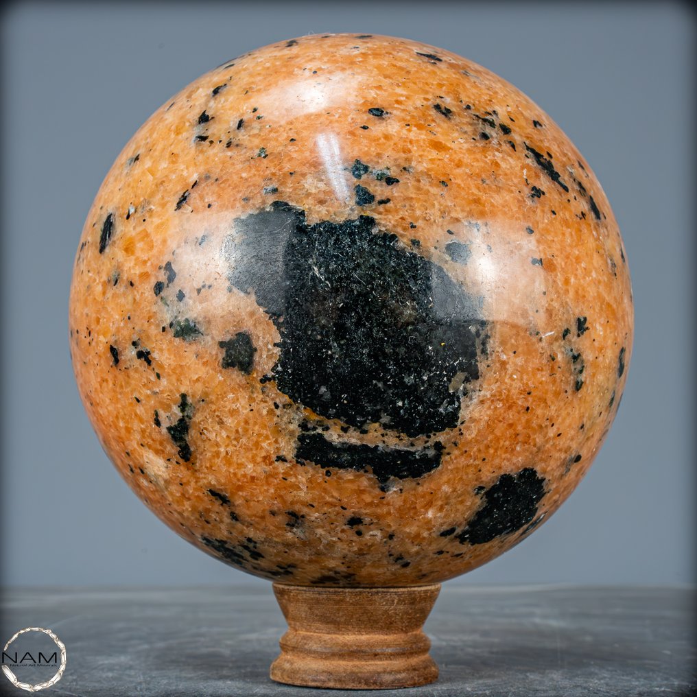 High quality intense calcite and tourmaline Sphere- 4101.02 g #3.2
