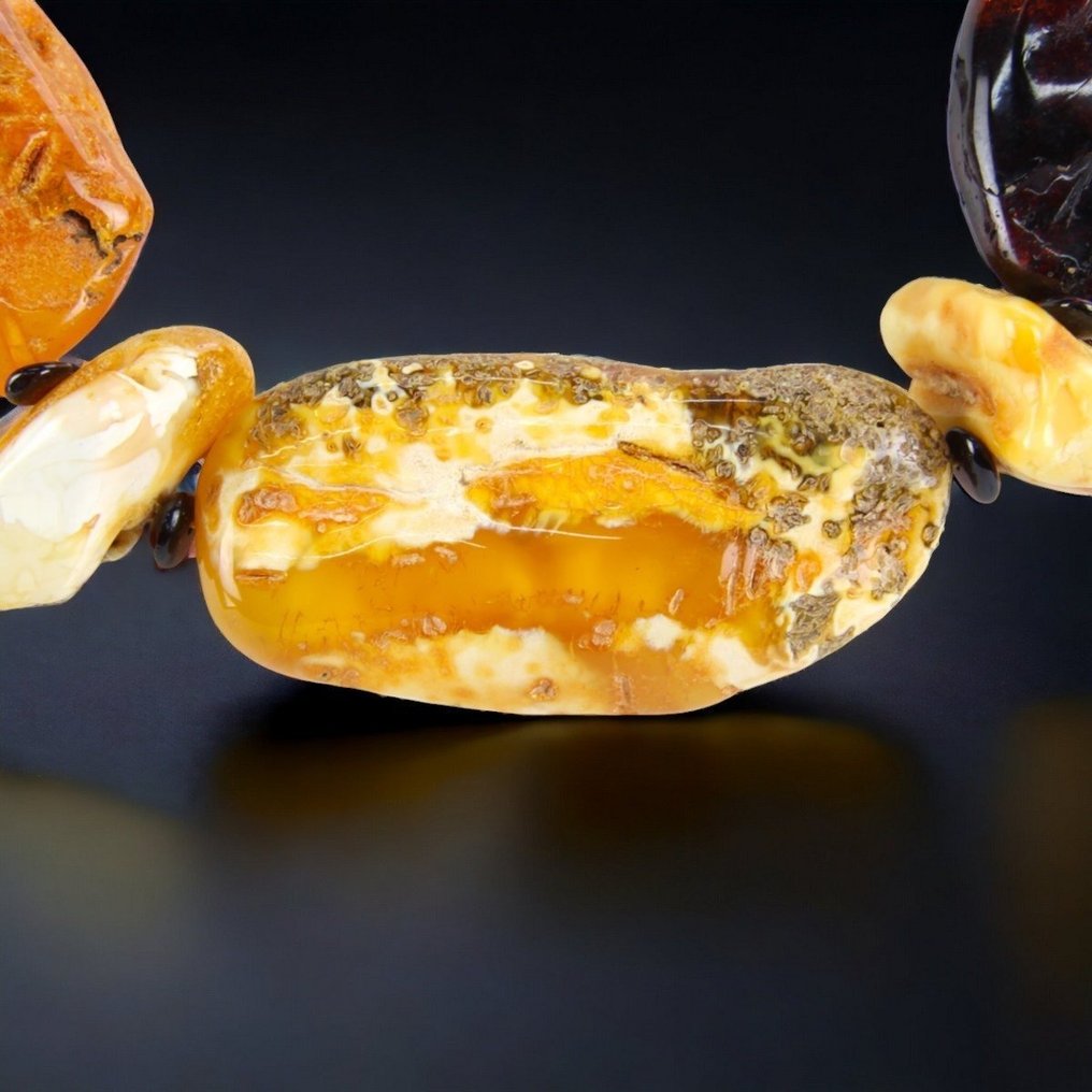 Κολιέ με πολύτιμο κεχριμπάρι από τη Βαλτική - Κεχριμπάρι - Trasparent and Milk Honey Amber - Natural Component - 520 mm - 40 mm #2.1