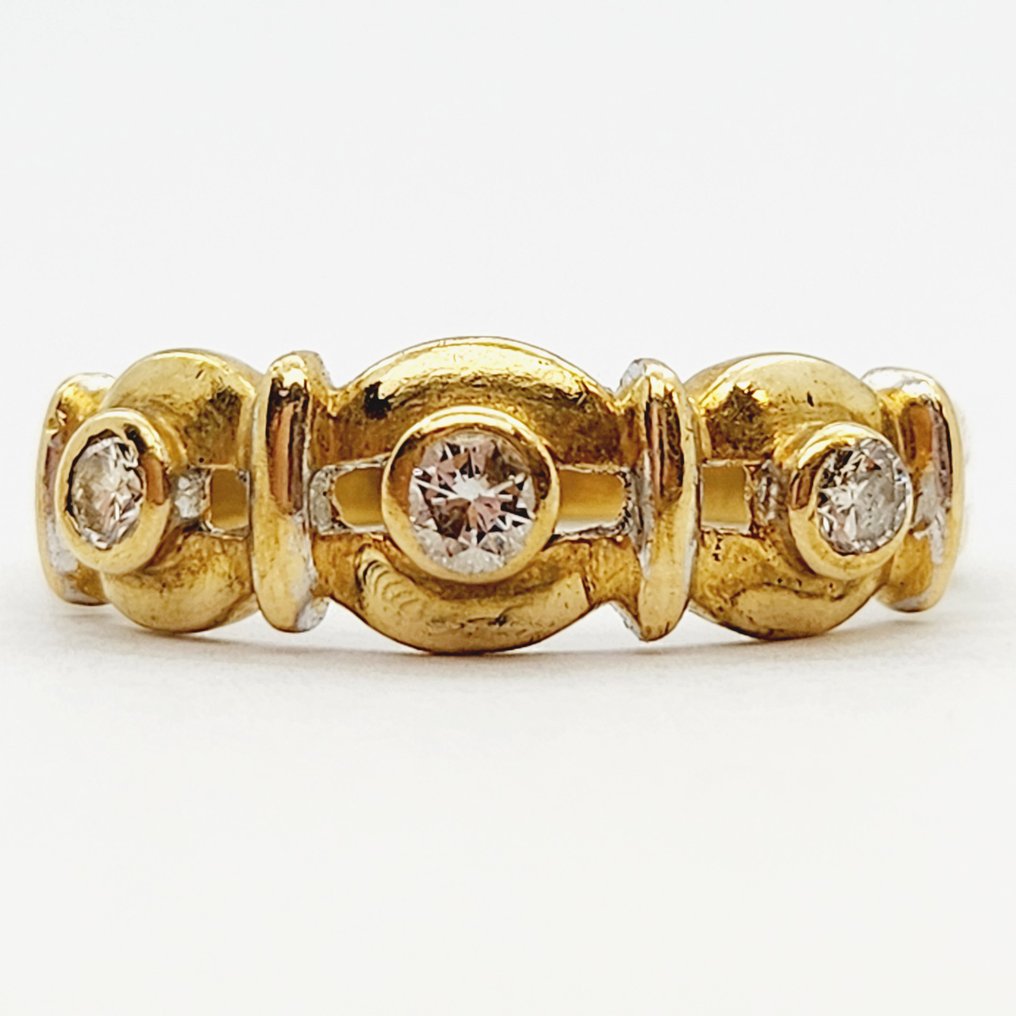 戒指 - 18K包金 黄金 - 0.26ct. tw. 钻石 (天然) #2.1