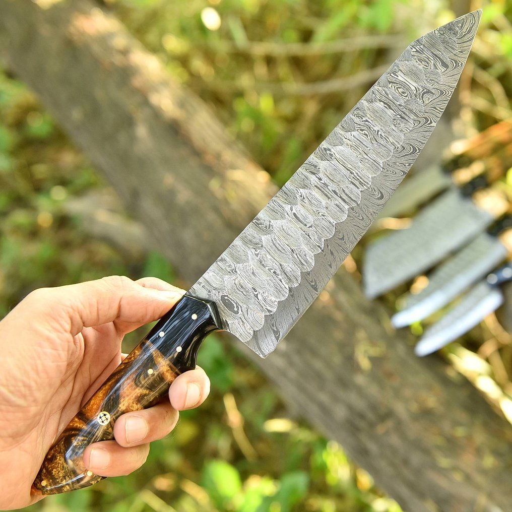 Μαχαίρι κουζίνας - Ρητίνη, Χειροποίητο σφυρήλατο ατσάλι - Βόρεια Αμερική #3.2