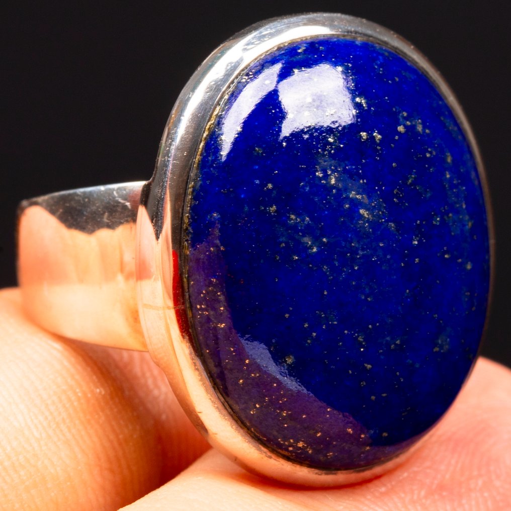 Εξαιρετικής ποιότητας πολύτιμος λίθος - Βασιλικό μπλε Lapislazzuli - Χειροποίητο ασημένιο δαχτυλίδι - Ύψος: 25.5 mm - Πλάτος: 24 mm- 11 g #3.2