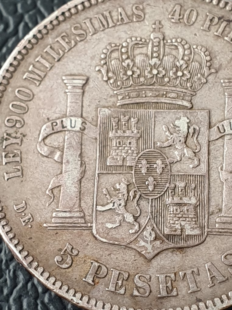 Spain. Alfonso XII. 5 Pesetas 1876 *76 DEM  (No reserve price) #2.1