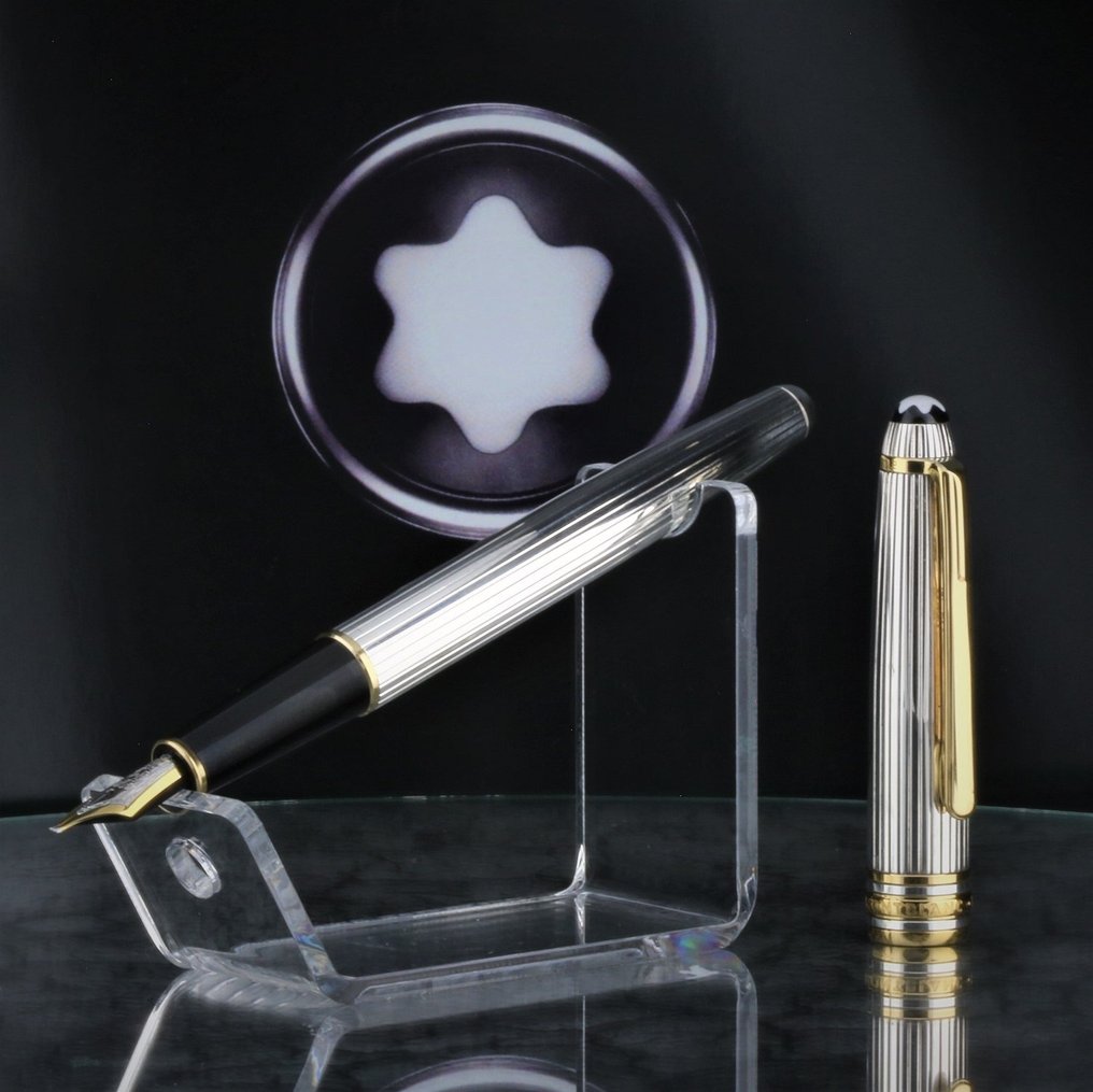 Montblanc - Nº 144 Solitaire - 750 18K Gold Nib M Meisterstuck 925 Sterling Silver Polished in New Conditions - Fyldepen #4.3
