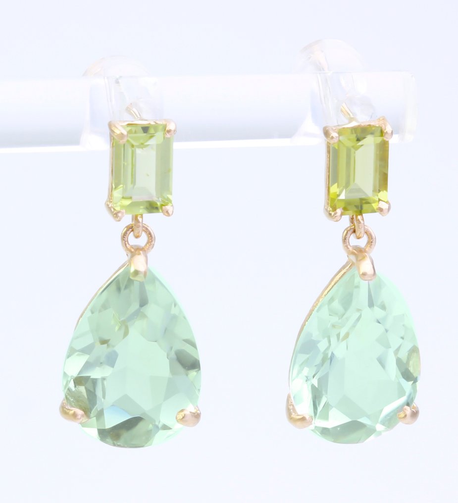 Sans prix de réserve - Boucles d'oreilles - 14 carats Or jaune Quartz - Péridot #1.0