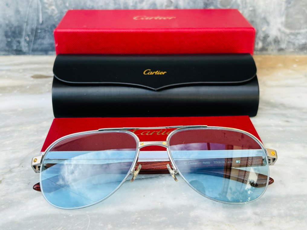 Cartier Santos Dumont Wood Titanium Edition Sunglasses auction online Catawiki