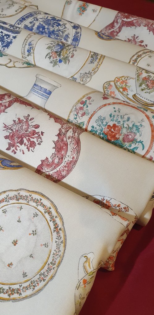Exclusive fabric 'Pottery inglese' for tablecloths, upholstery, and curtains. - Textile - 200 cm - 280 cm #1.0