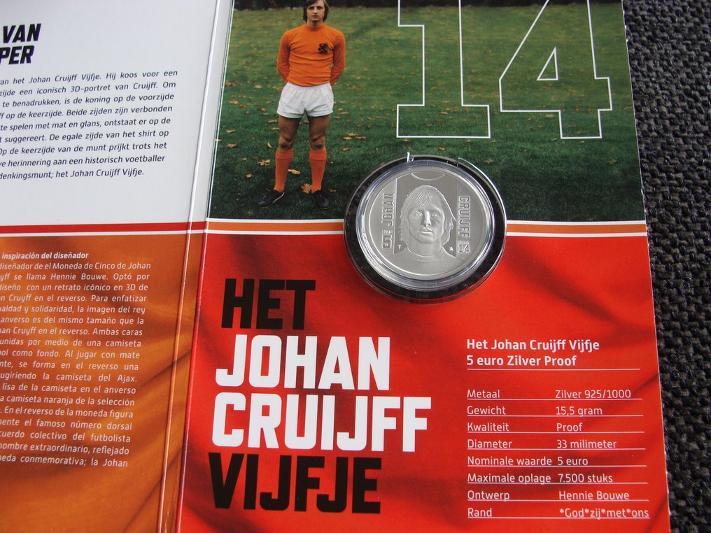 Netherlands. 5 Euro 2017 "Johan Cruijff" Proof (2x)  (No Reserve Price) #2.1