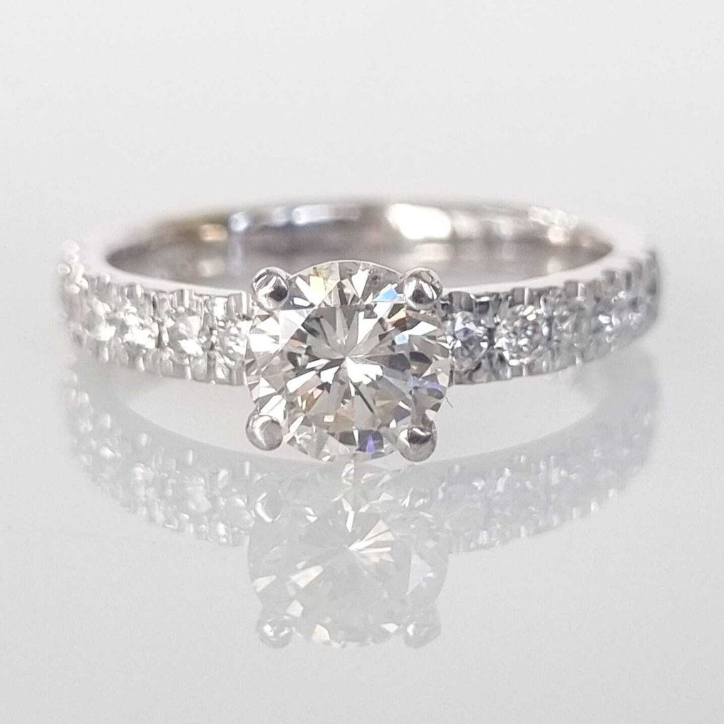 訂婚戒指 - 14 克拉 白金 -  1.04ct. tw. 鉆石 (天然) - 鉆石 #1.0