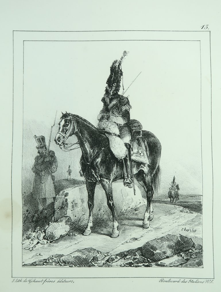 NicolasToussaint Charlet Suite de 52 lithographies originales Militaria, 1er Empire