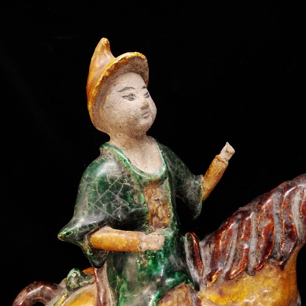 China Antică Tuile fațiere Ming - Cavaler și cal - 1368 până în 1644 după H. #2.1