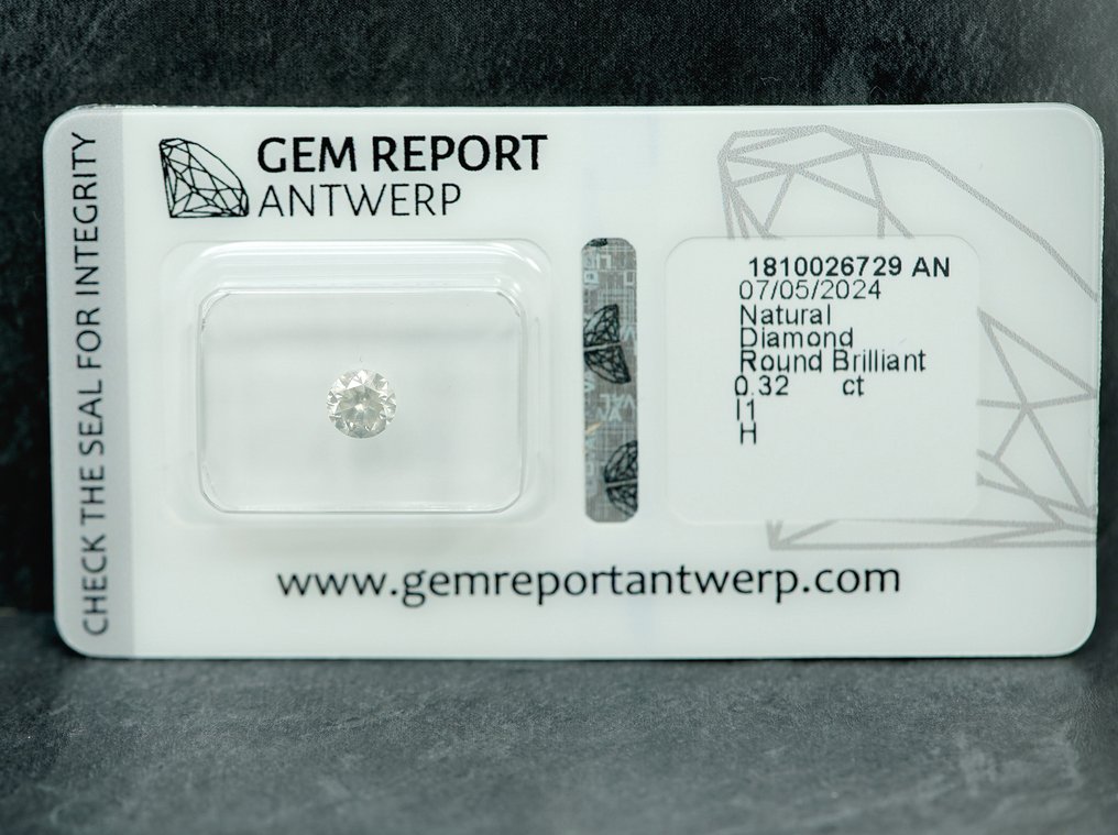 χωρίς τιμή ασφαλείας - 1 pcs Διαμάντι (Φυσικό) - 0.32 ct - H - I1 - Gem Report Antwerp (GRA) #1.0