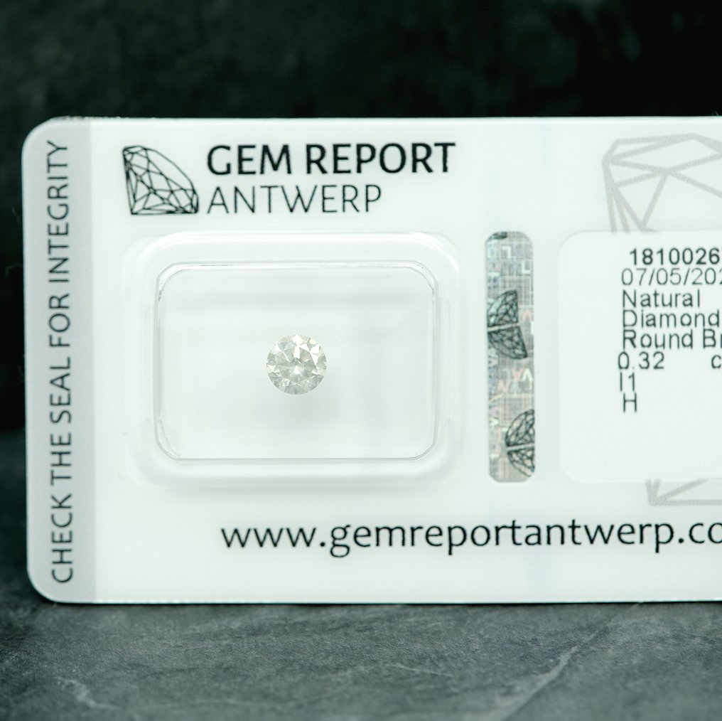 χωρίς τιμή ασφαλείας - 1 pcs Διαμάντι (Φυσικό) - 0.32 ct - H - I1 - Gem Report Antwerp (GRA) #3.2