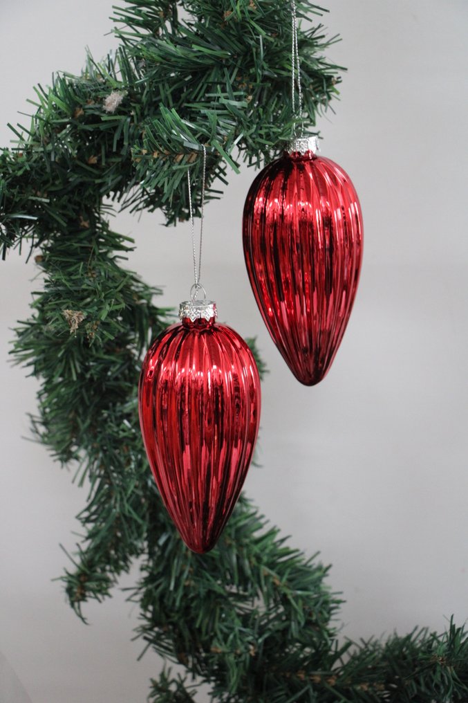 Karácsonyi dísztárgyak 6x conische kerstballen in rood (6) - Üveg #1.0
