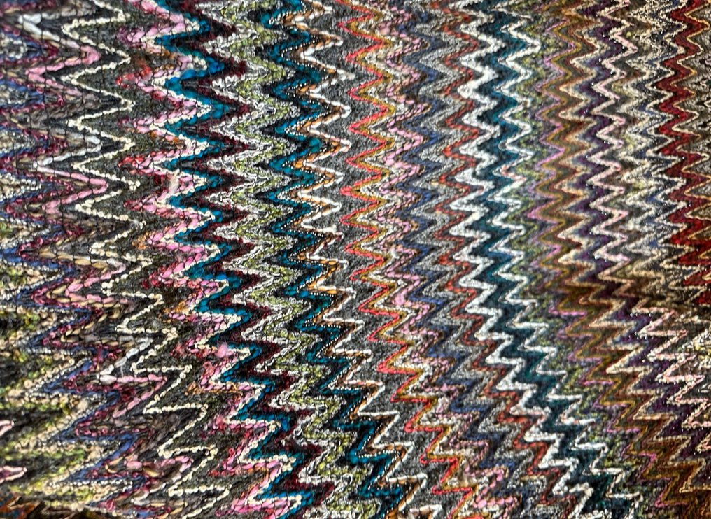 Αποκλειστικό μάλλινο ύφασμα ζιγκ-ζαγκ σε παστέλ τιρκουάζ και καμηλό χρώματα - Ύφασμα - 3 m - 1.5 m #1.0