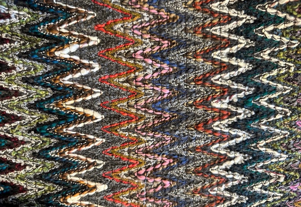 Αποκλειστικό μάλλινο ύφασμα ζιγκ-ζαγκ σε παστέλ τιρκουάζ και καμηλό χρώματα - Ύφασμα - 3 m - 1.5 m #4.3