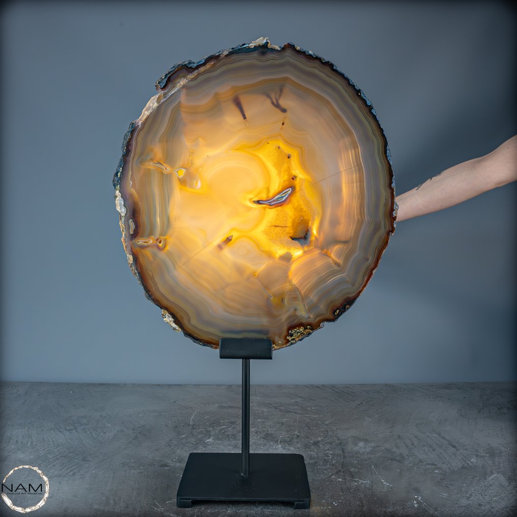 Natural Agate Disc on Stand- 3173.32 g #1.0