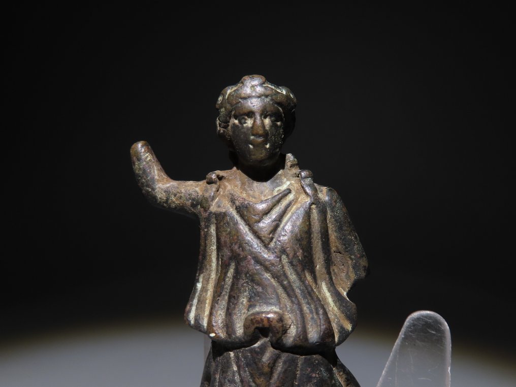 Αρχαία Ρωμαϊκή Μπρούντζος Lar Figure. 1ος-3ος αιώνας μ.Χ. Ύψος 9,1 εκ. #1.0