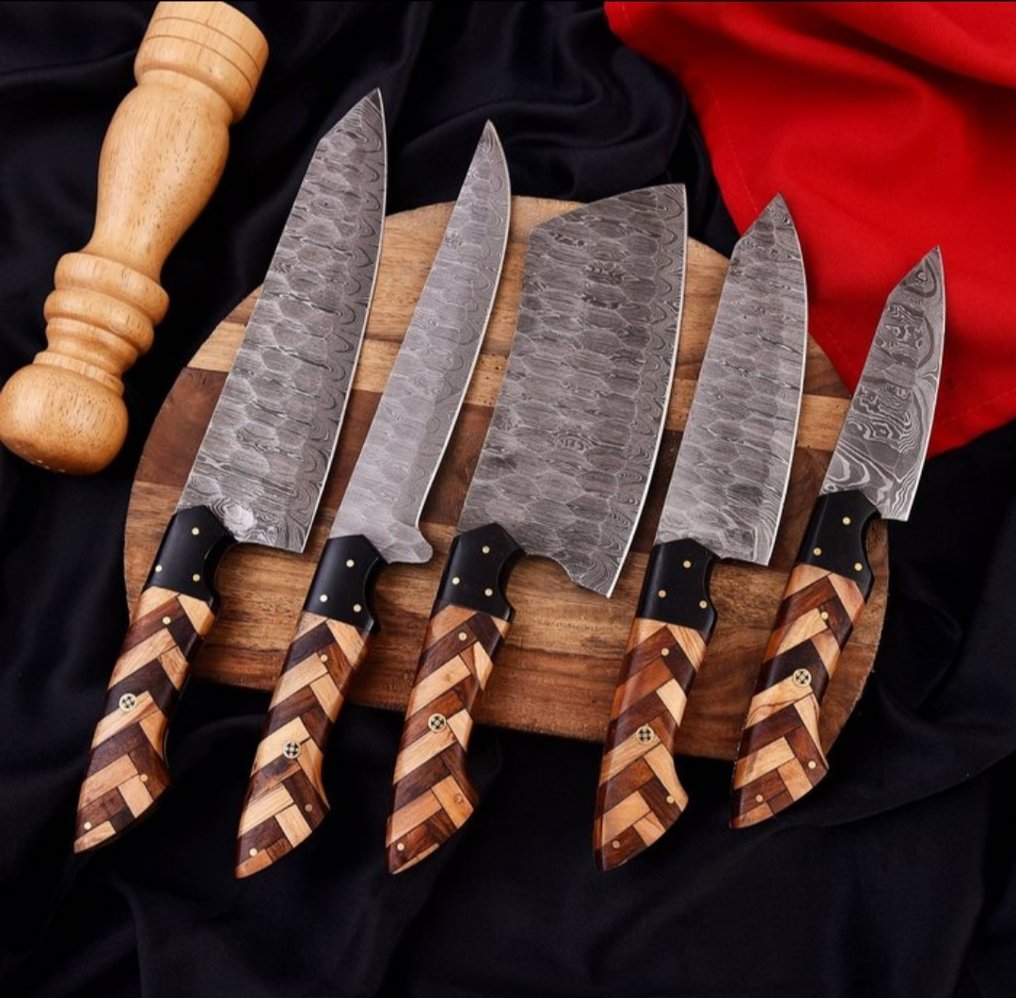 廚刀 - 玫瑰木，橄榄木，手工钢 - 北美 - 厨师刀 #1.0